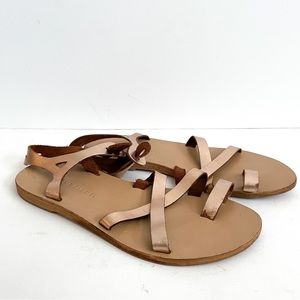 Valia Gabriel Rose Gold Juno Leather Strappy Ankle Sandals